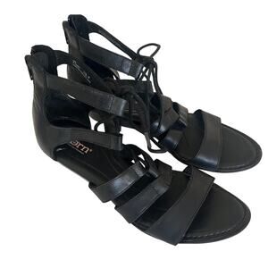 Born Gladiator Sandal Women's 9M Black Leather Lace Up Comfort Shoe